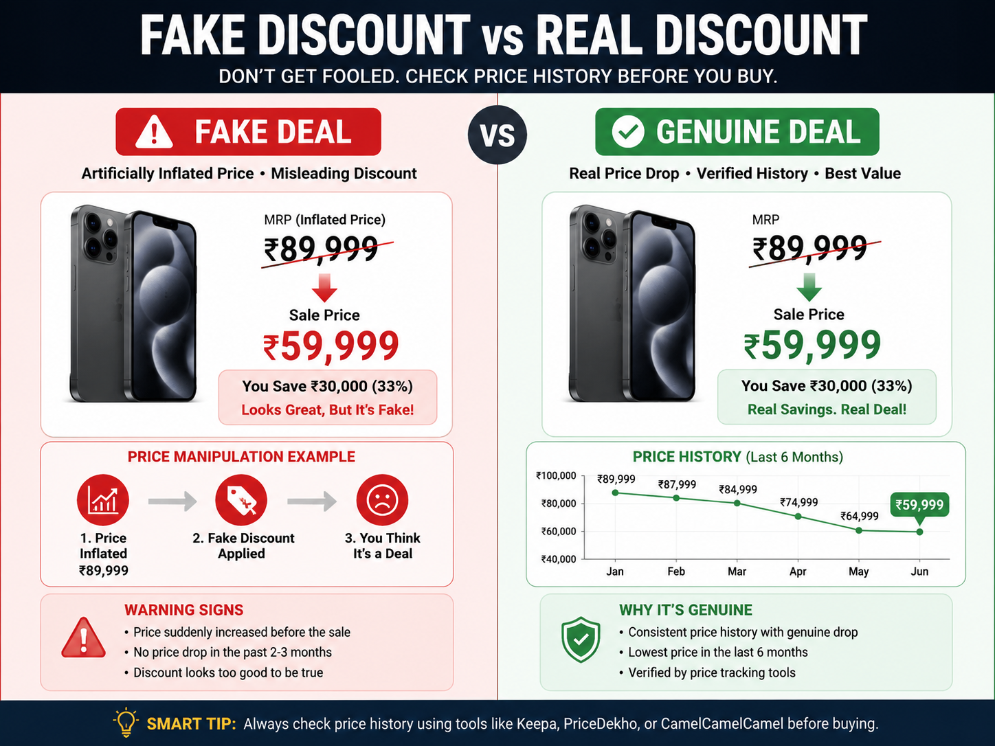 Fake vs Real Discount Explanation Graphic