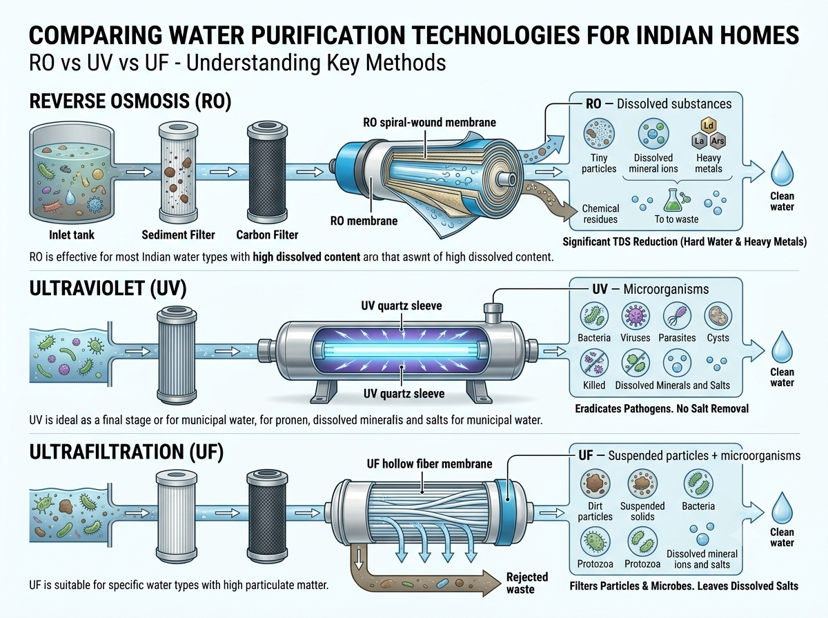 Which Water Purifier Technology Is Actually Right for You RO, UV, or UF